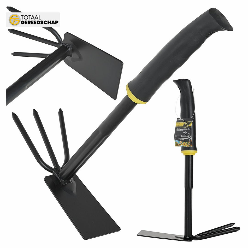 Double-sided gardening hoe with claws