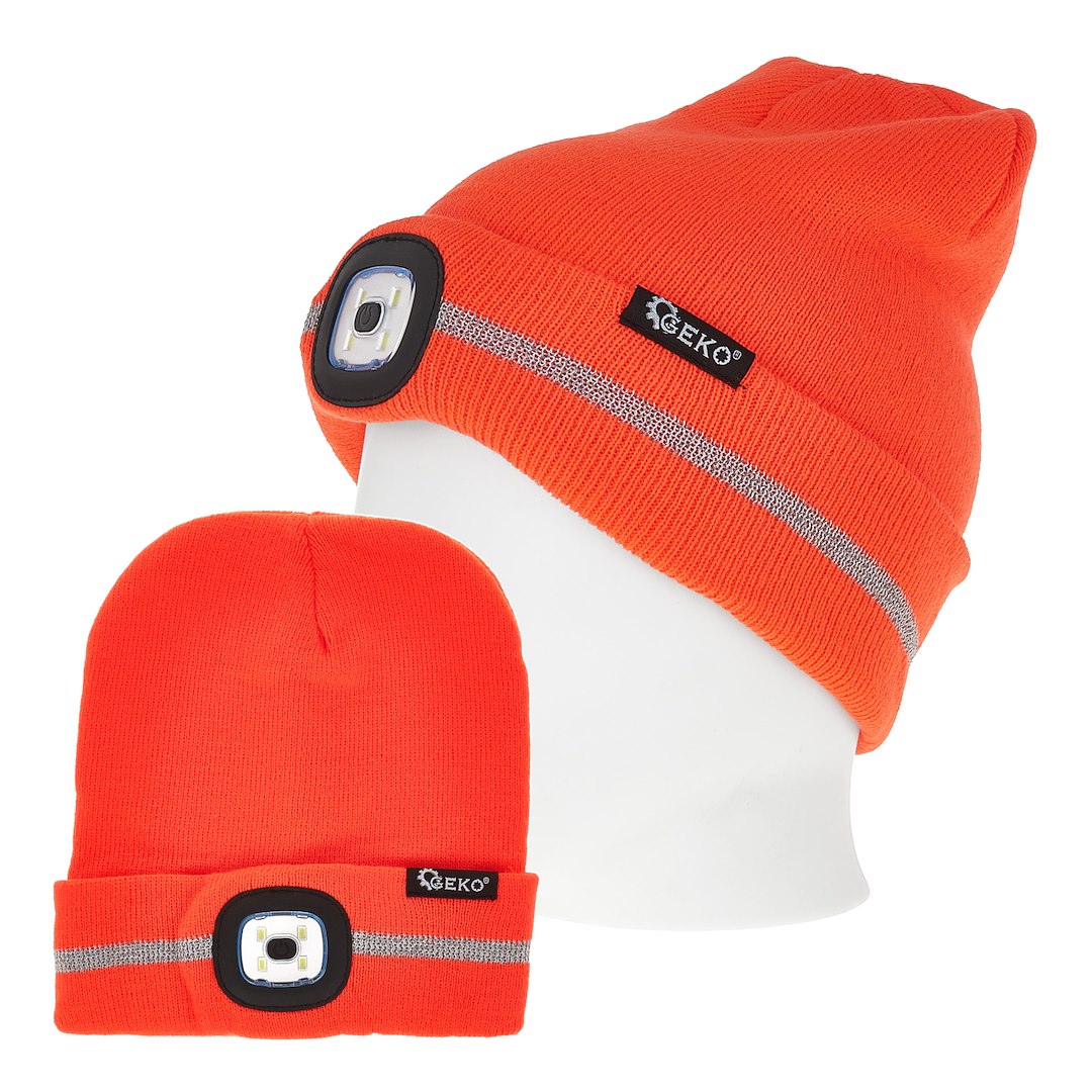 Wintermuts met reflectie en oplaadbare LED-lamp (oranje)