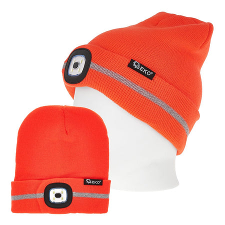 Wintermuts met reflectie en oplaadbare LED-lamp (oranje)