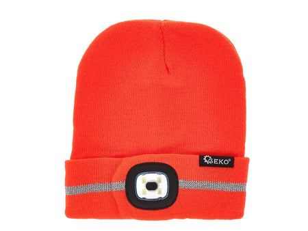 Wintermuts met reflectie en oplaadbare LED-lamp (oranje)