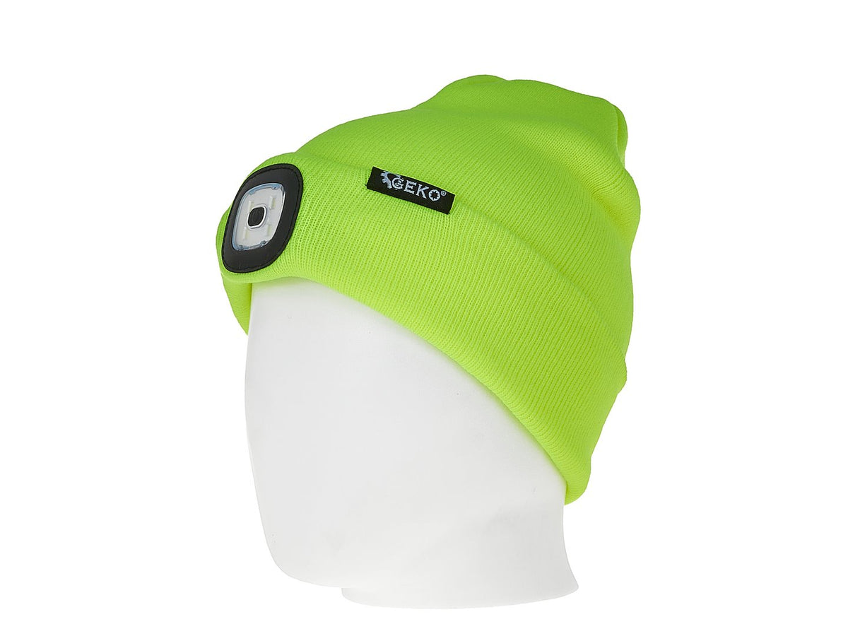 Oplaadbare wintermuts met LED-lamp (geel)