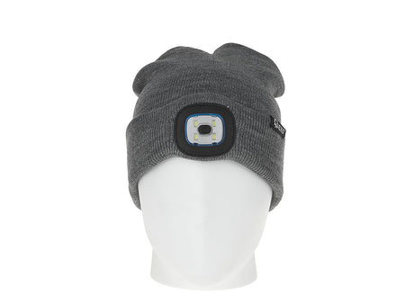 Oplaadbare wintermuts met LED-lamp (grijs mélange)