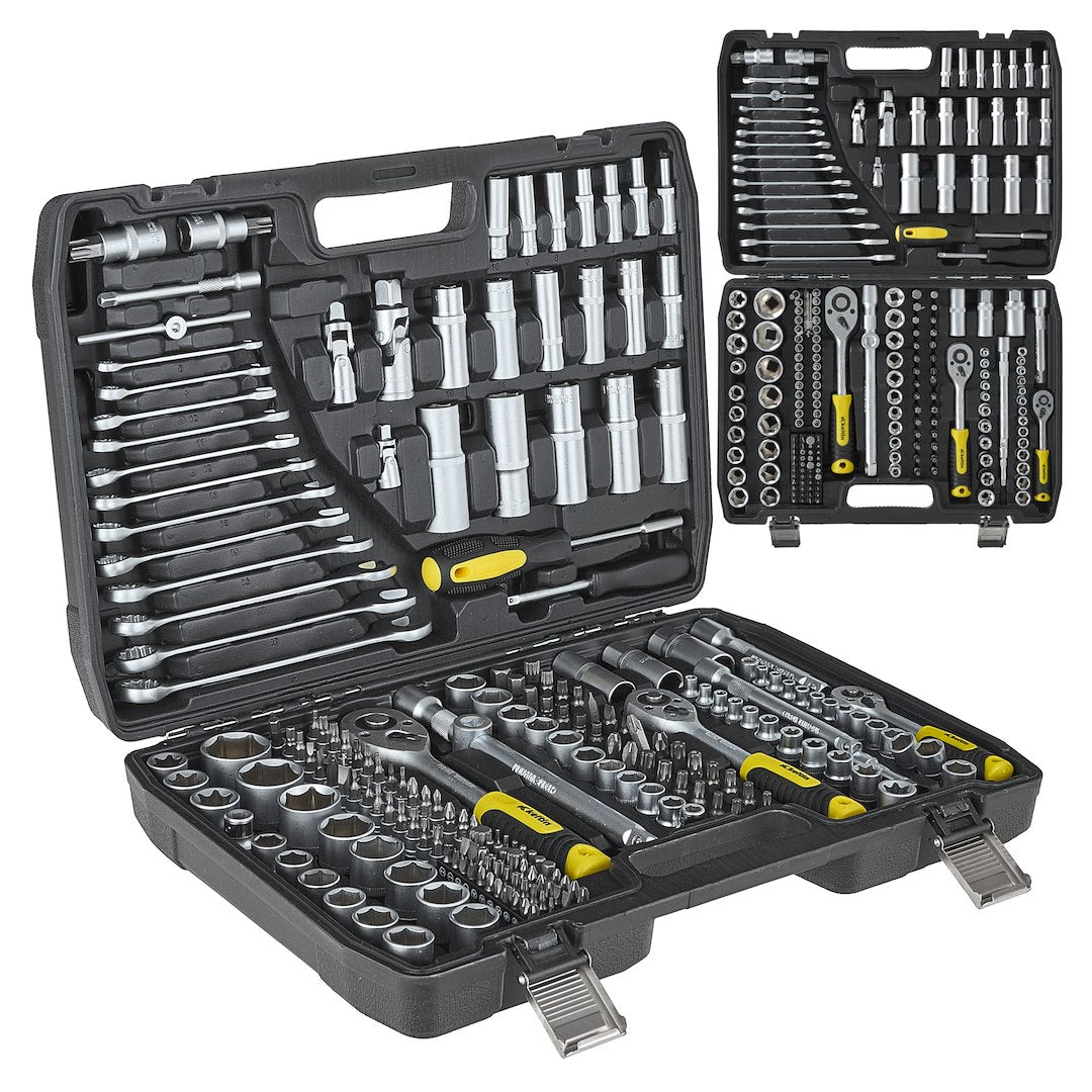 Set dop- en steeksleutels 216-dlg. 1/4", 3/8" & 1/2"