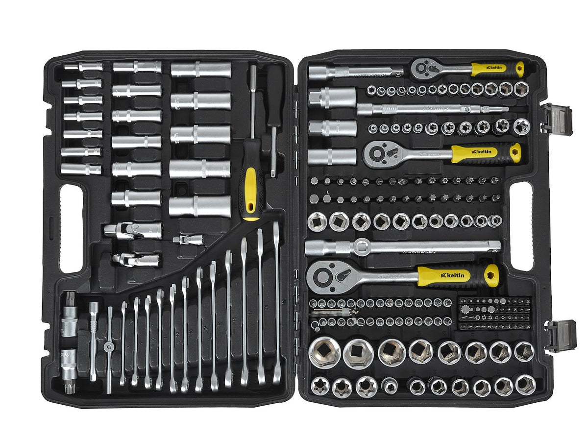 Set dop- en steeksleutels 216-dlg. 1/4", 3/8" & 1/2"