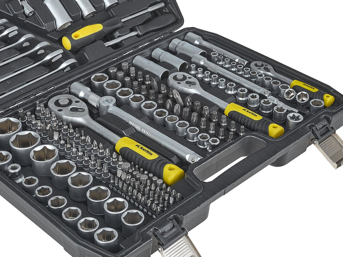 Set dop- en steeksleutels 216-dlg. 1/4", 3/8" & 1/2"