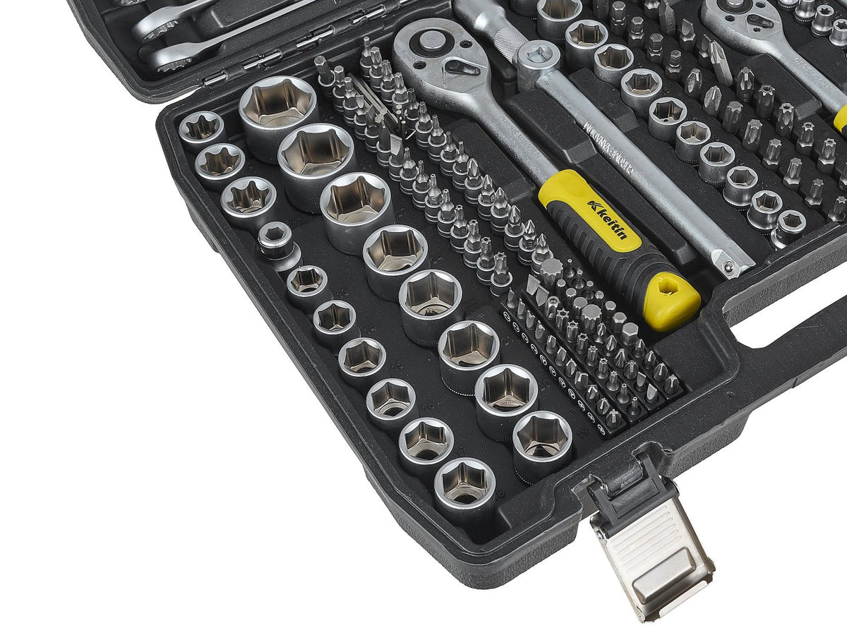 Set dop- en steeksleutels 216-dlg. 1/4", 3/8" & 1/2"