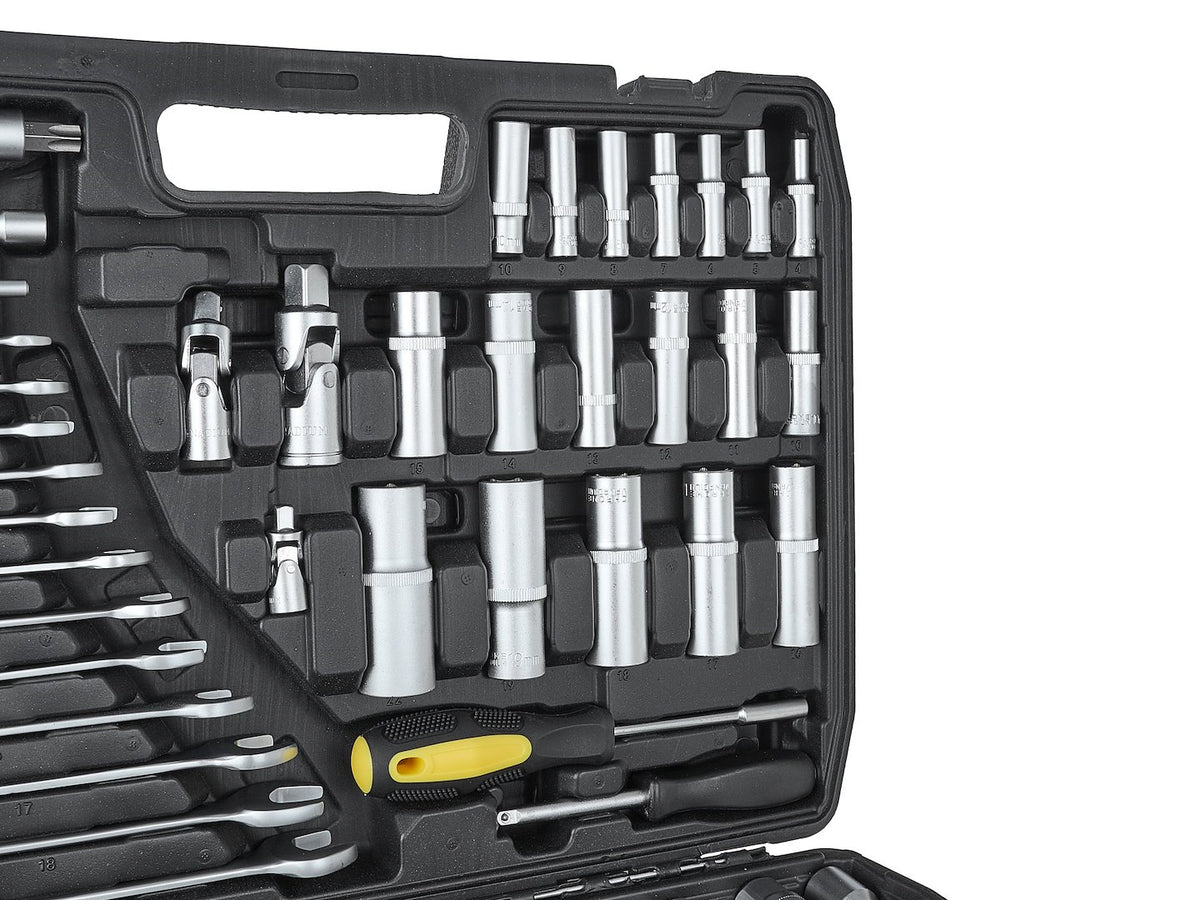 Set dop- en steeksleutels 216-dlg. 1/4", 3/8" & 1/2"