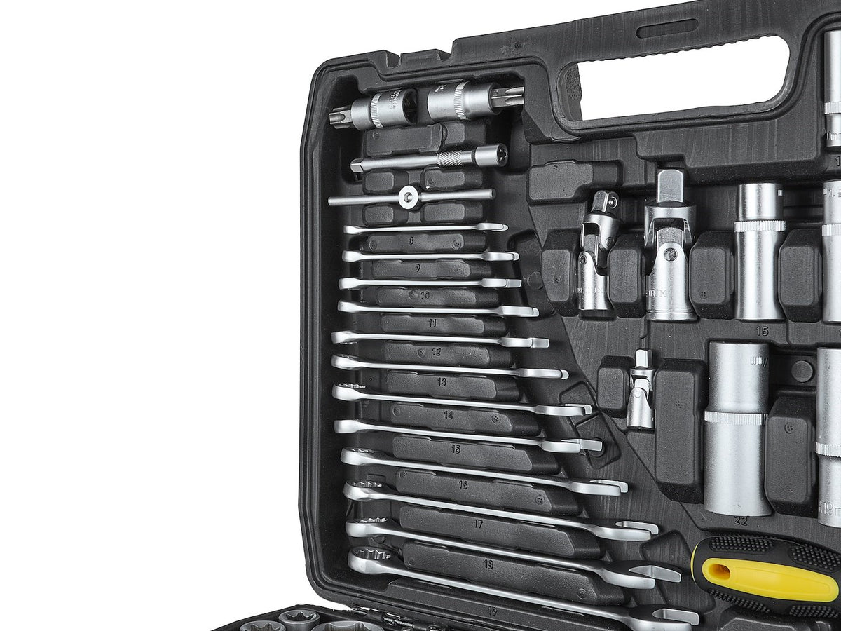 Set dop- en steeksleutels 216-dlg. 1/4", 3/8" & 1/2"