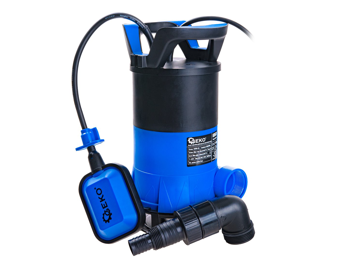 3-in-1 kunststof dompelpomp ondiep voor vuil & schoon water met vlotterschakelaar 550W