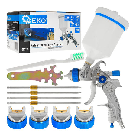 Spuitpistool HVLP 600ml + 4 nozzles (1.4-1.7-2-2.5)