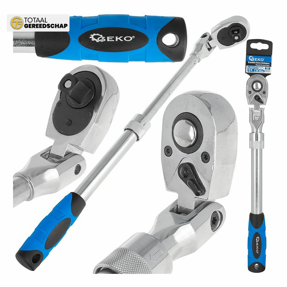 Telescopic flexible head ratchet with handle 1/2" 370-510mm 72T CrV
