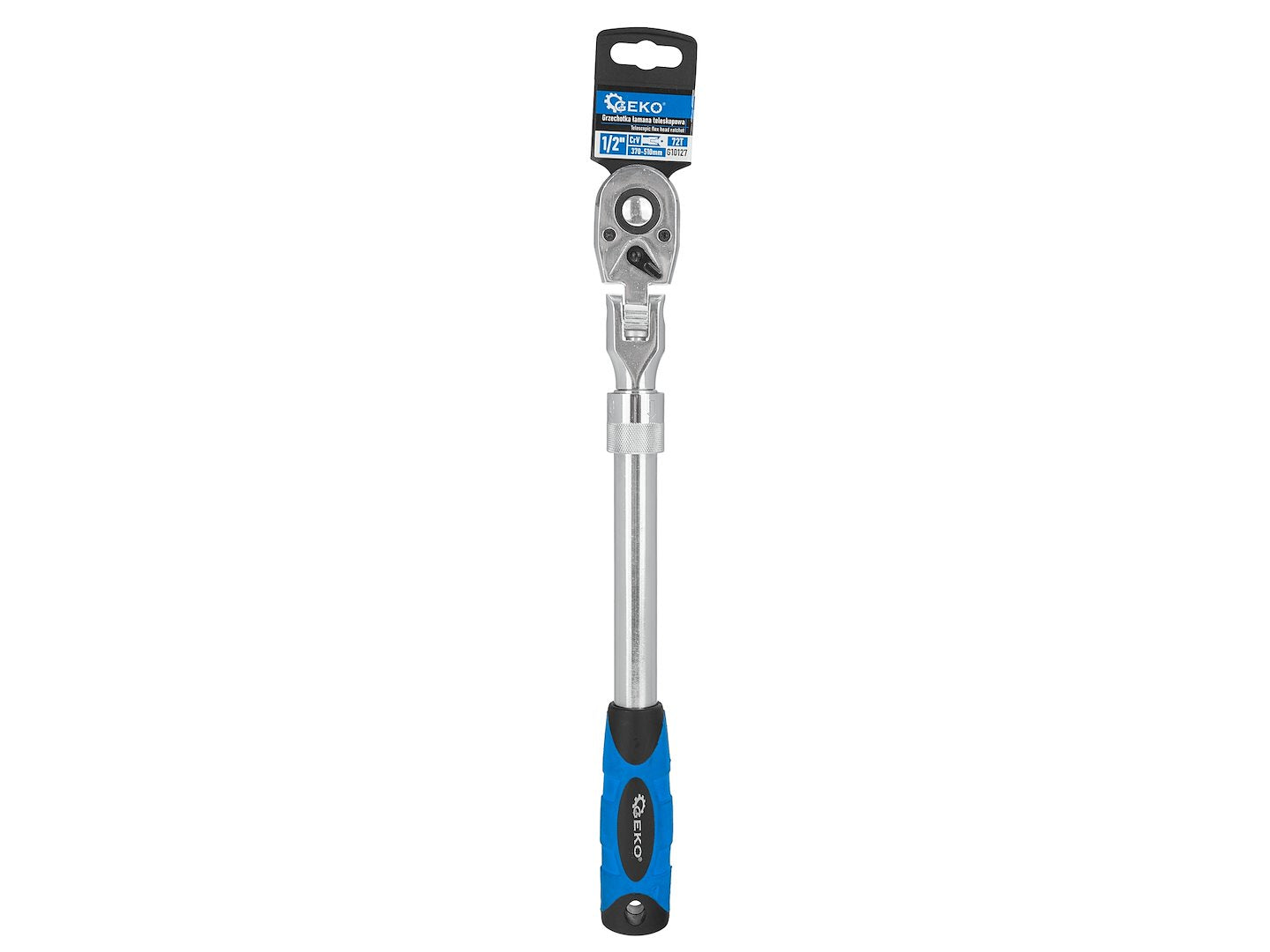 Telescoop flexibele kop ratel met handvat 1/2" 370-510mm 72T CrV