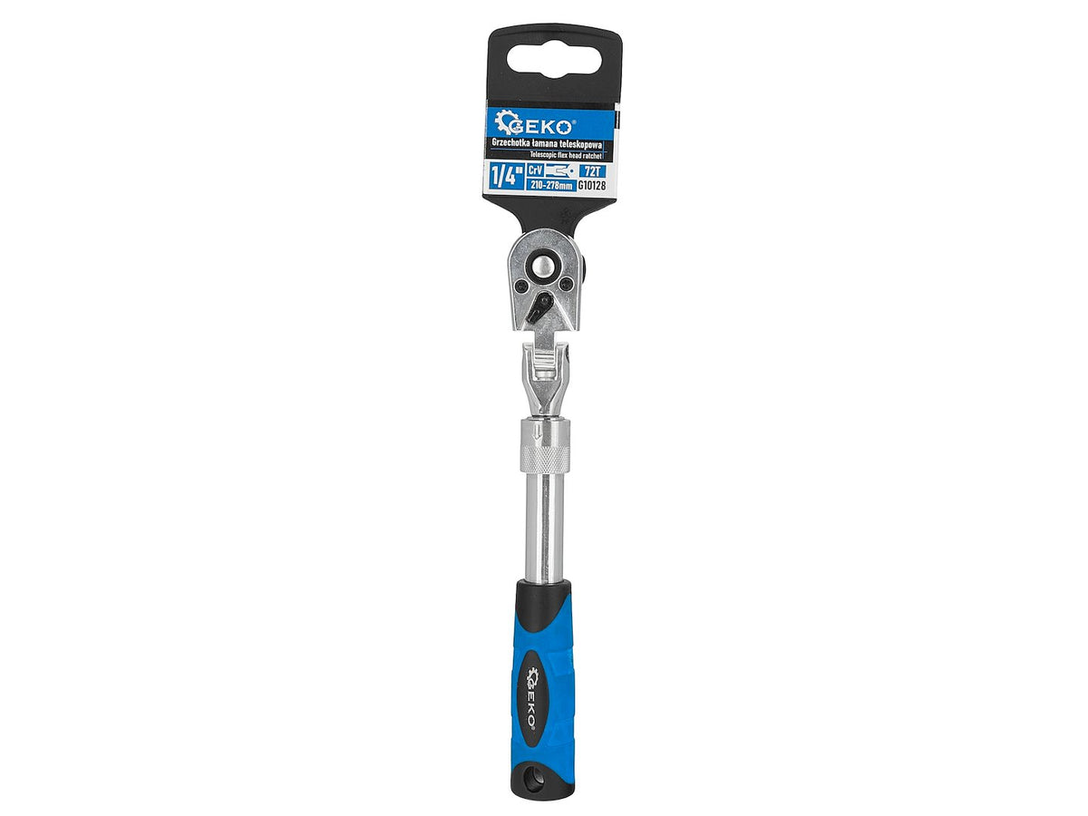 Telescoop flexibele kop ratel met handvat 1/4" 210-278mm 72T CrV