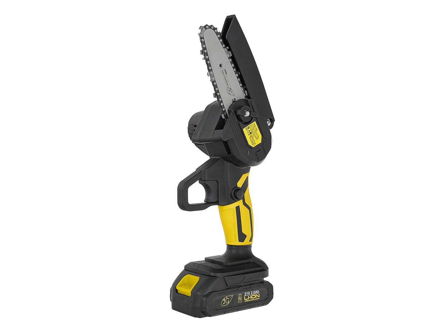 21V 6" kettingzaag op accu 2x2.0Ah – XXL set met telescopische steel 1,65-2,50m