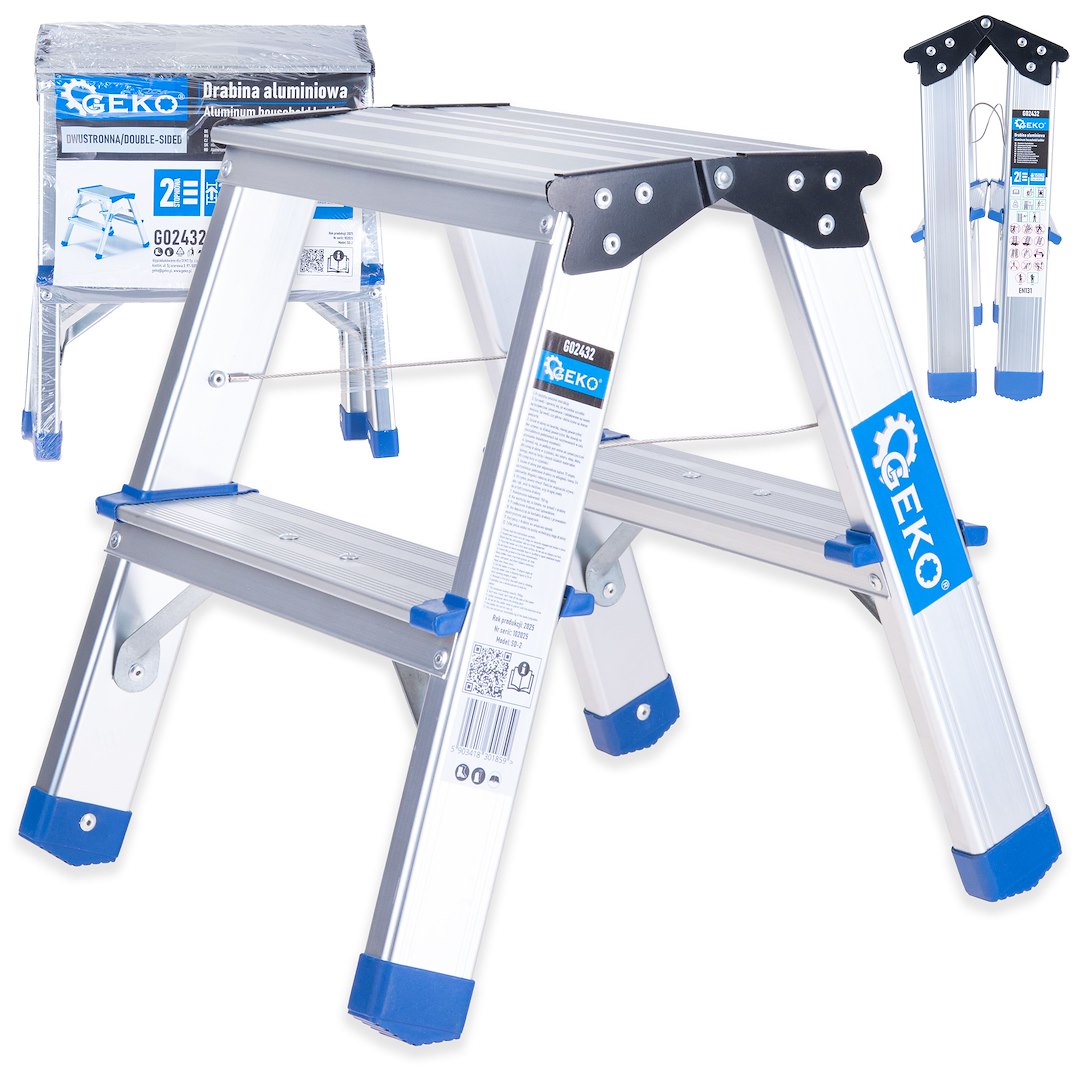 Aluminium dubbelzijdige ladder 2-treden 150kg