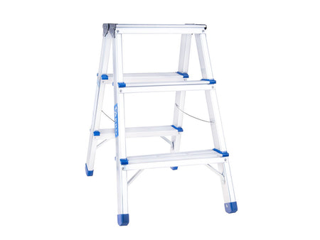 Aluminium dubbelzijdige ladder 3-treden 150kg