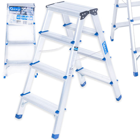 Aluminium dubbelzijdige ladder 4-treden 150kg