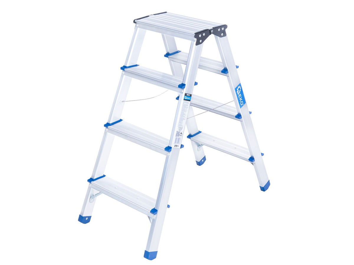 Aluminium dubbelzijdige ladder 4-treden 150kg