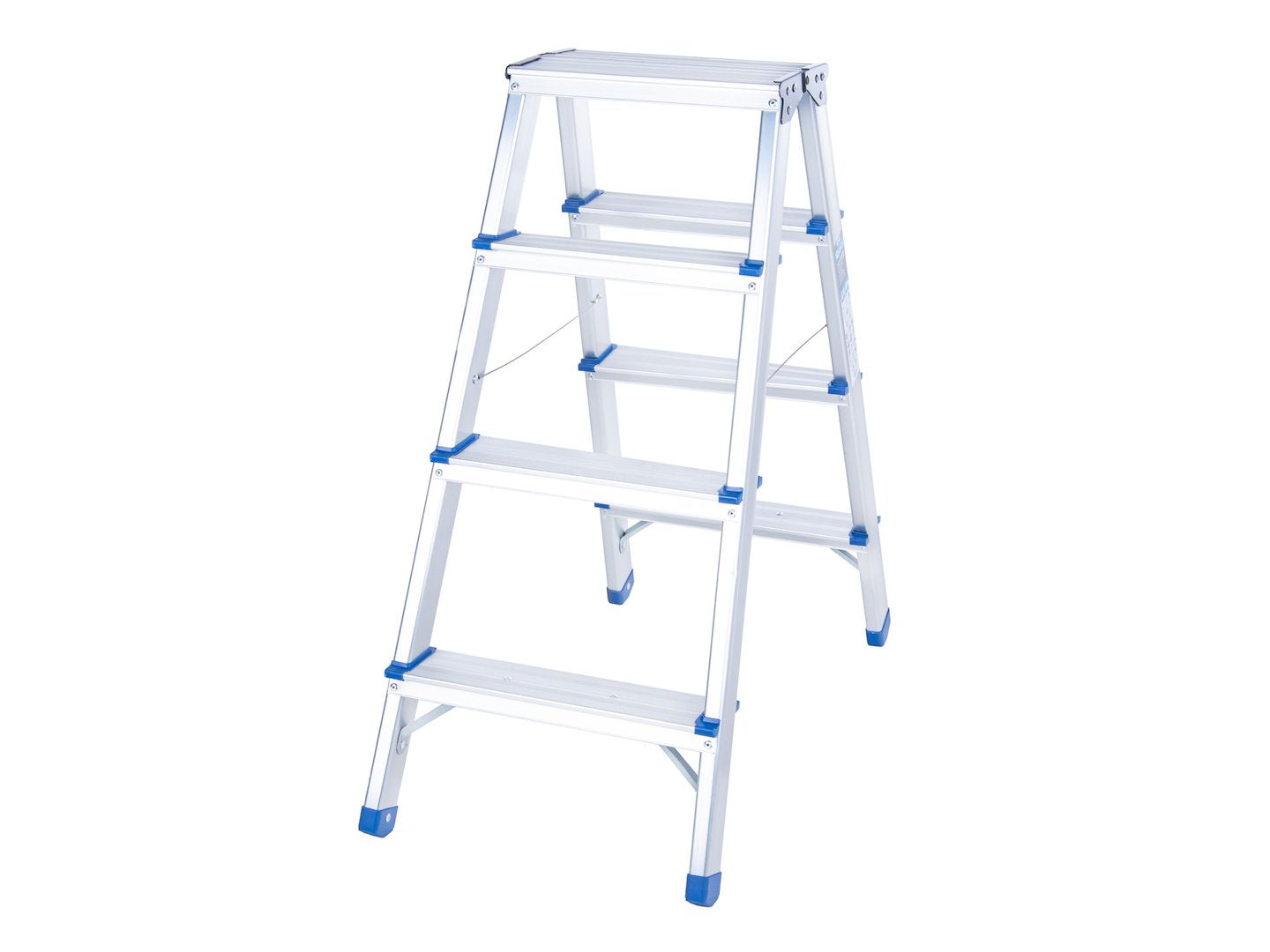 Aluminium dubbelzijdige ladder 4-treden 150kg