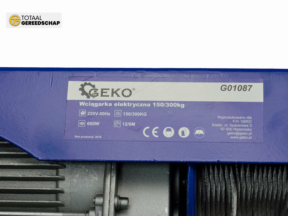 Electric Wire Rope Hoist 150/300 kg