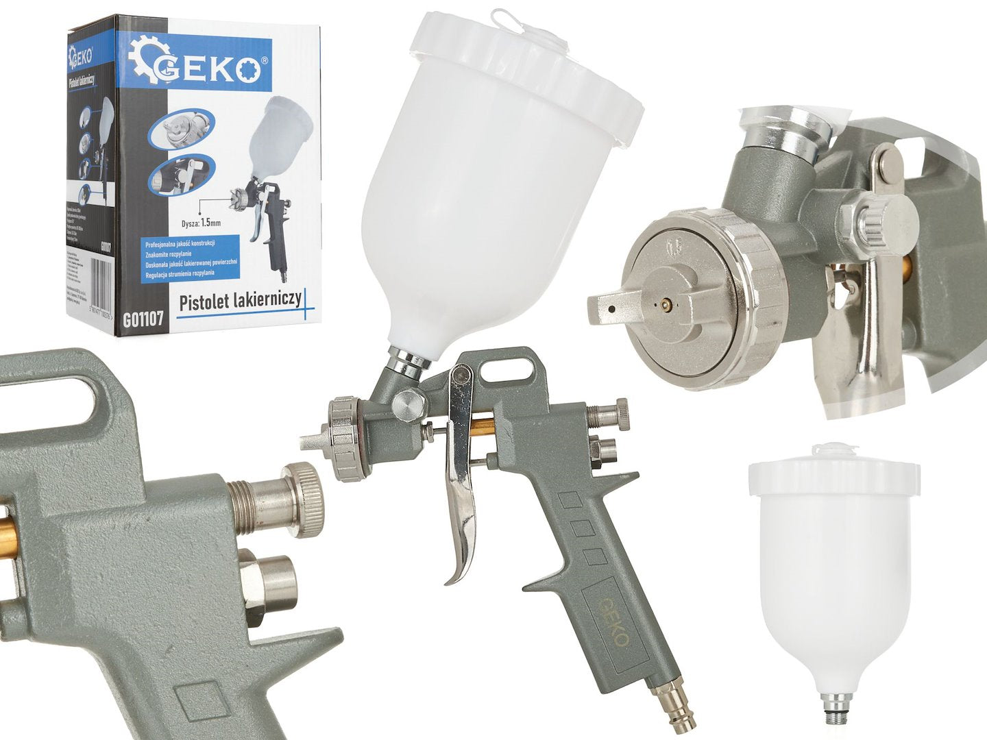 Spuitpistool HVLP 500ml GEKO met aluminium tank