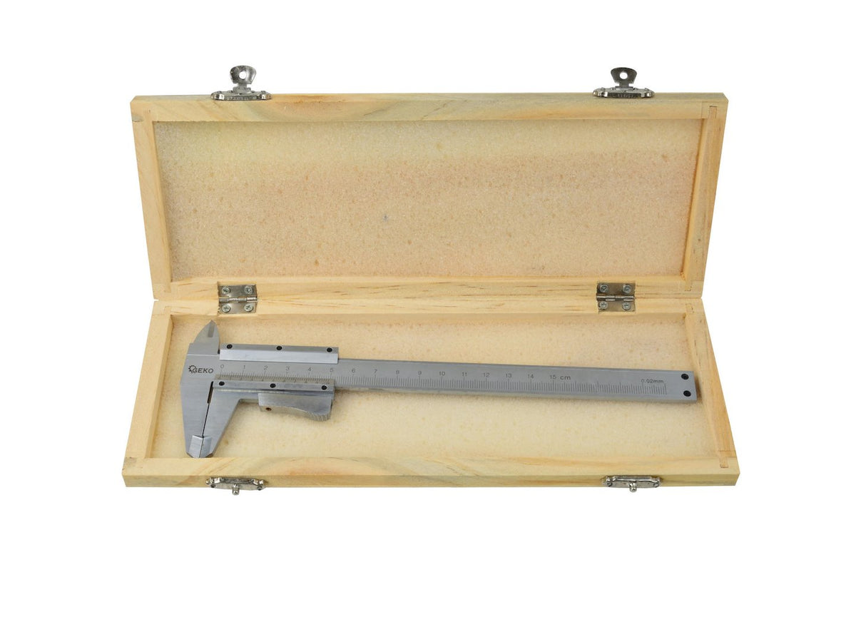 Schaalcaliper 150mm 0,02mm auto-lock /houten doos/