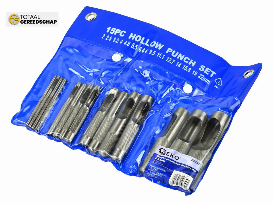 15pcs Hollow punch set 2-22mm