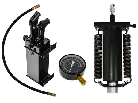 50 ton werkplaatsperst kit: cilinder met veren, 2-snelhedenpomp, manometer met slang