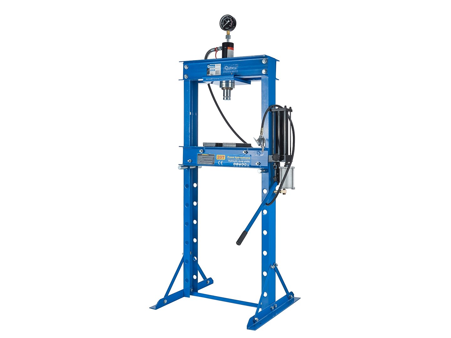 20 ton lucht-/hydraulische werkplaatspers met manometer