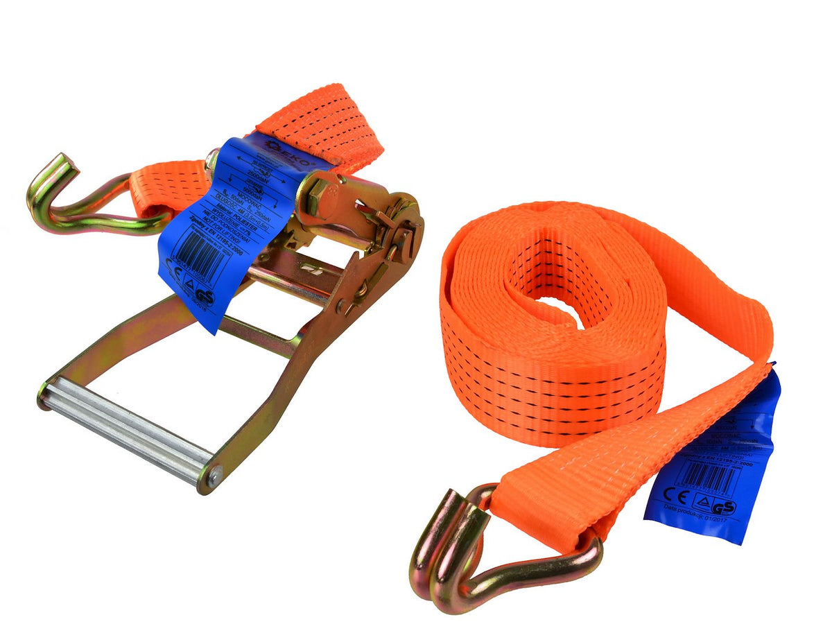 Ratel-spanband met J-haken 6m/5T/50mm