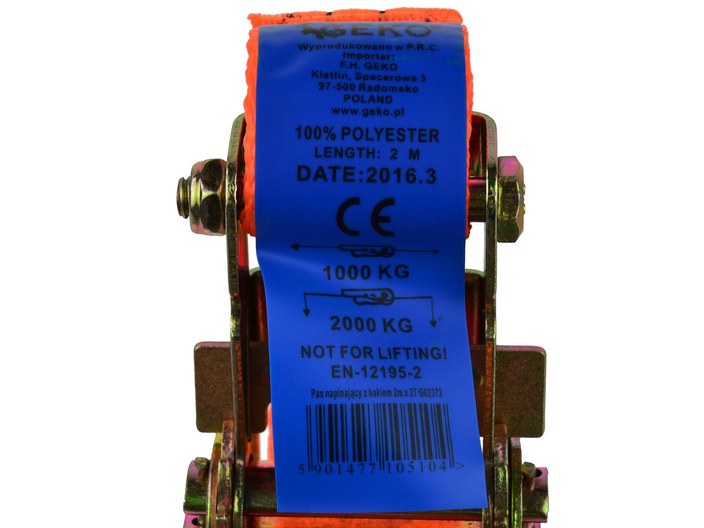 Ratel-spanband met J-haken 2m/2T/35mm