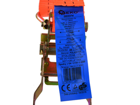 Ratel-spanband met J-haken 4m/2T/35mm