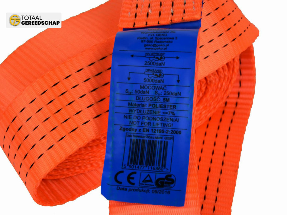 Car Towing Rope 5m/5T/50mm with Carabiners