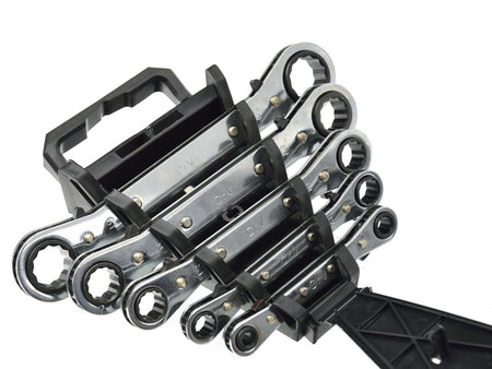 Dubbel open-eind ratelringsleutelset 6-22 mm 5-delig