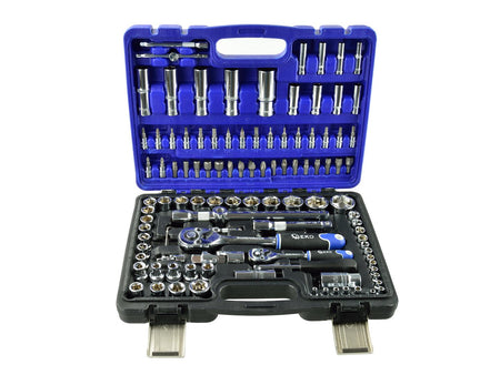 GEKO monteursgereedschapsset gepolijst CrV 108 dlg 1/2" & 1/4" aandrijving