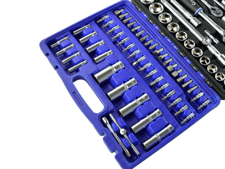 GEKO monteursgereedschapsset gepolijst CrV 108 dlg 1/2" & 1/4" aandrijving