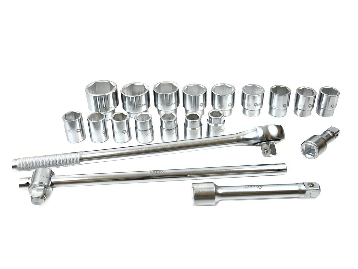 6-punt dopsleutelset 3/4" 19-50mm 21-delig /metalen kist/