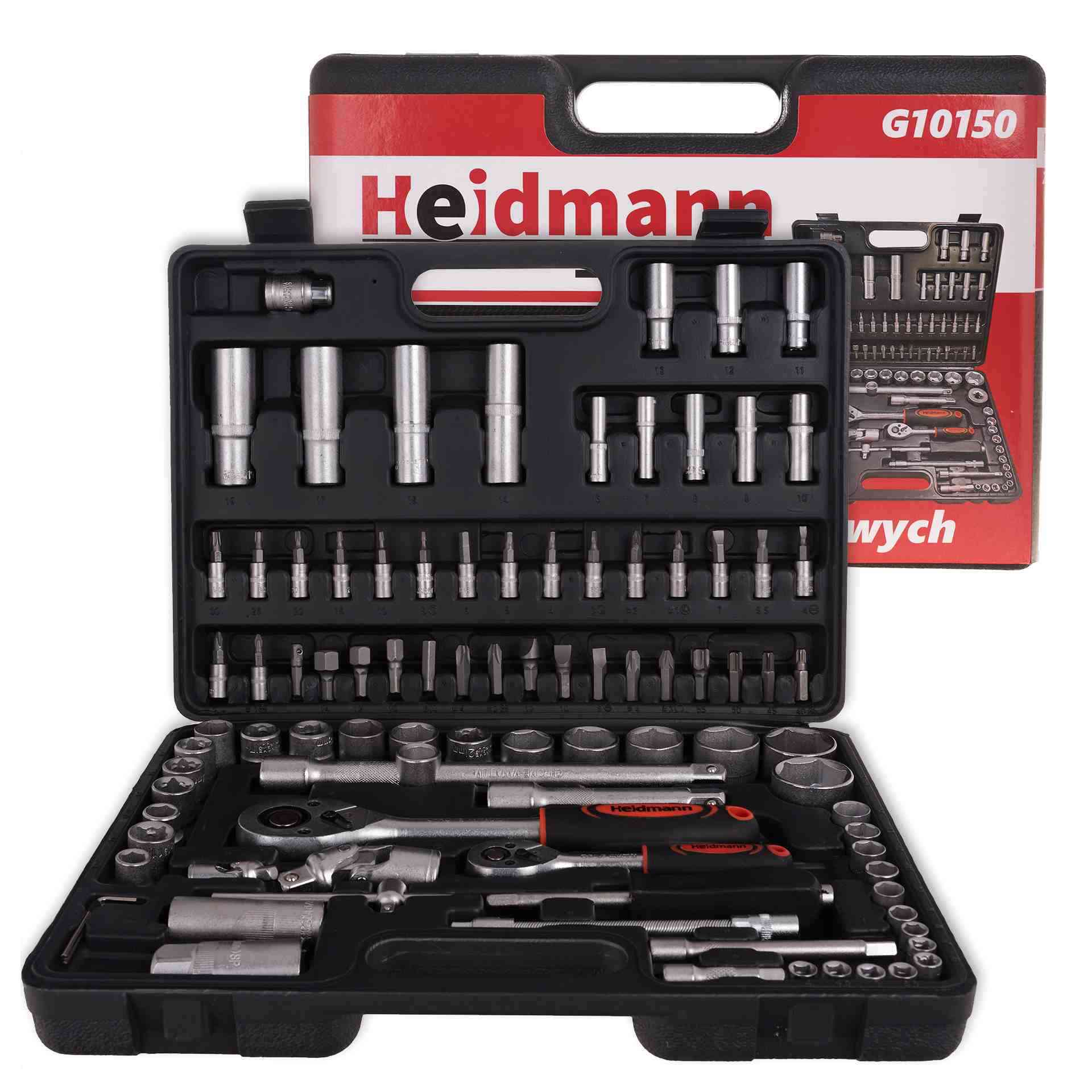 Doppenset met ratels, adapters en verlengstukken 1/2 en 1/4 inch aandrijving 94-delig