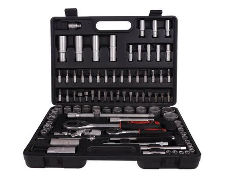 Doppenset met ratels, adapters en verlengstukken 1/2 en 1/4 inch aandrijving 94-delig