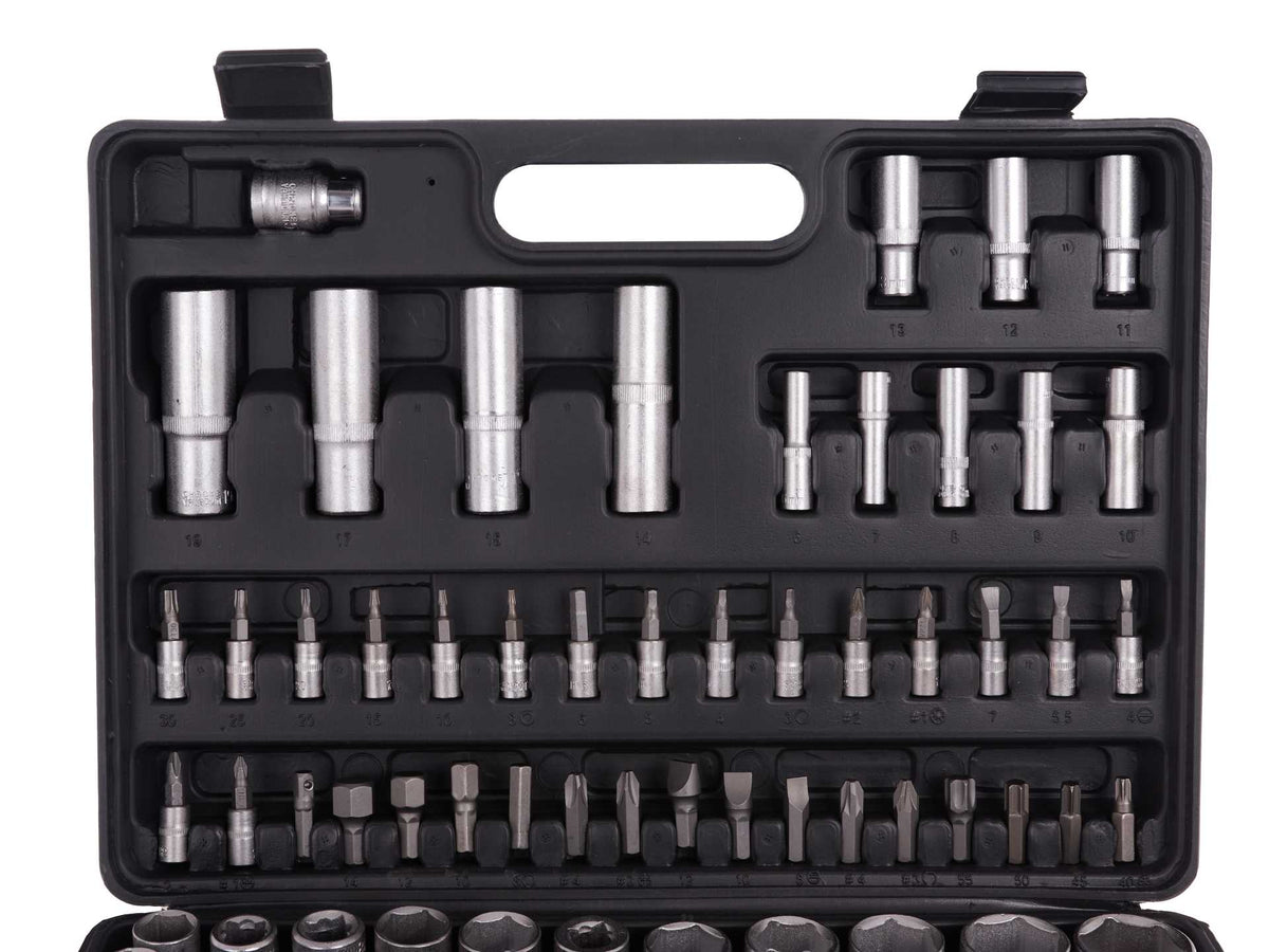 Doppenset met ratels, adapters en verlengstukken 1/2 en 1/4 inch aandrijving 94-delig