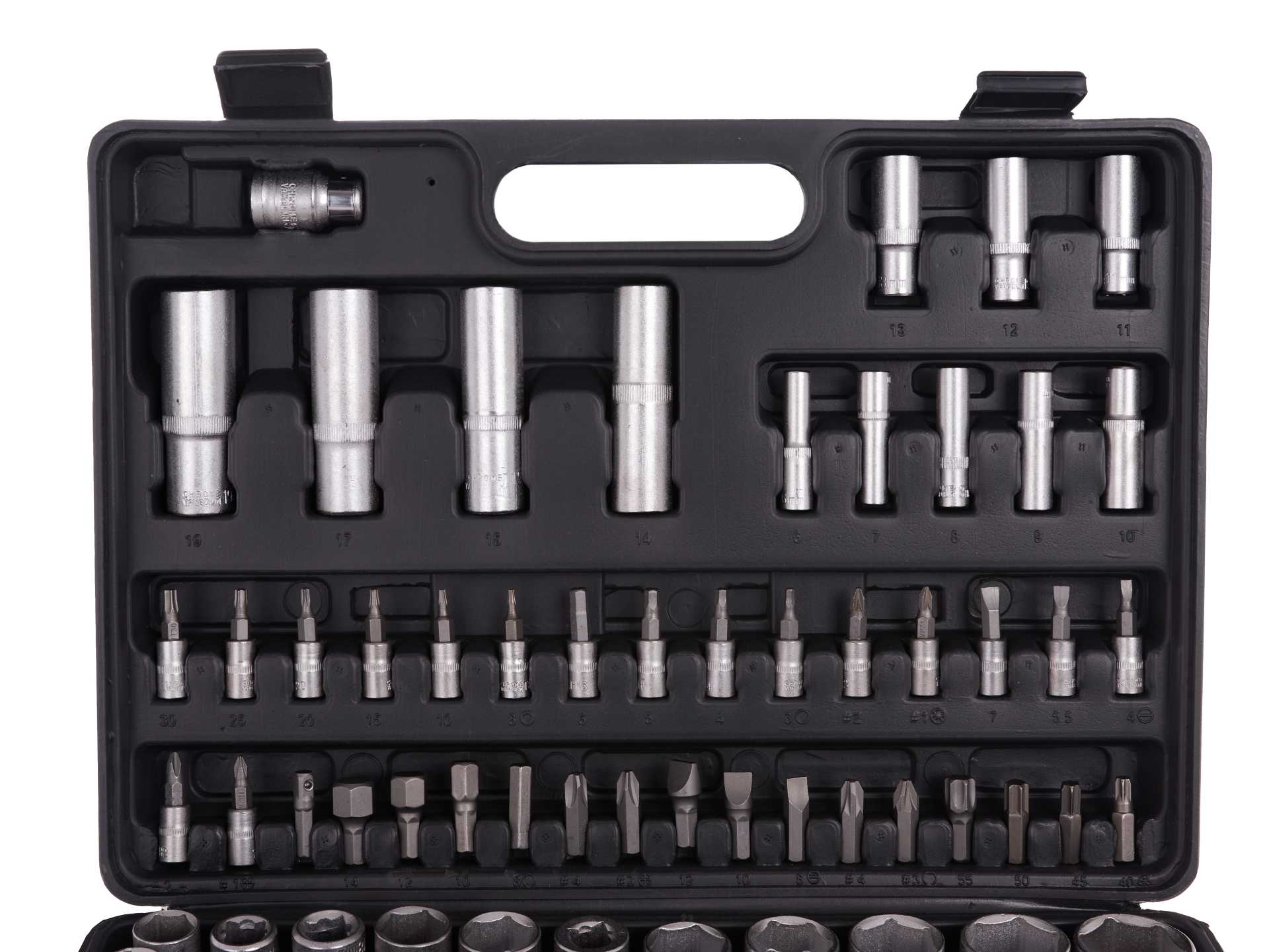 Doppenset met ratels, adapters en verlengstukken 1/2 en 1/4 inch aandrijving 94-delig