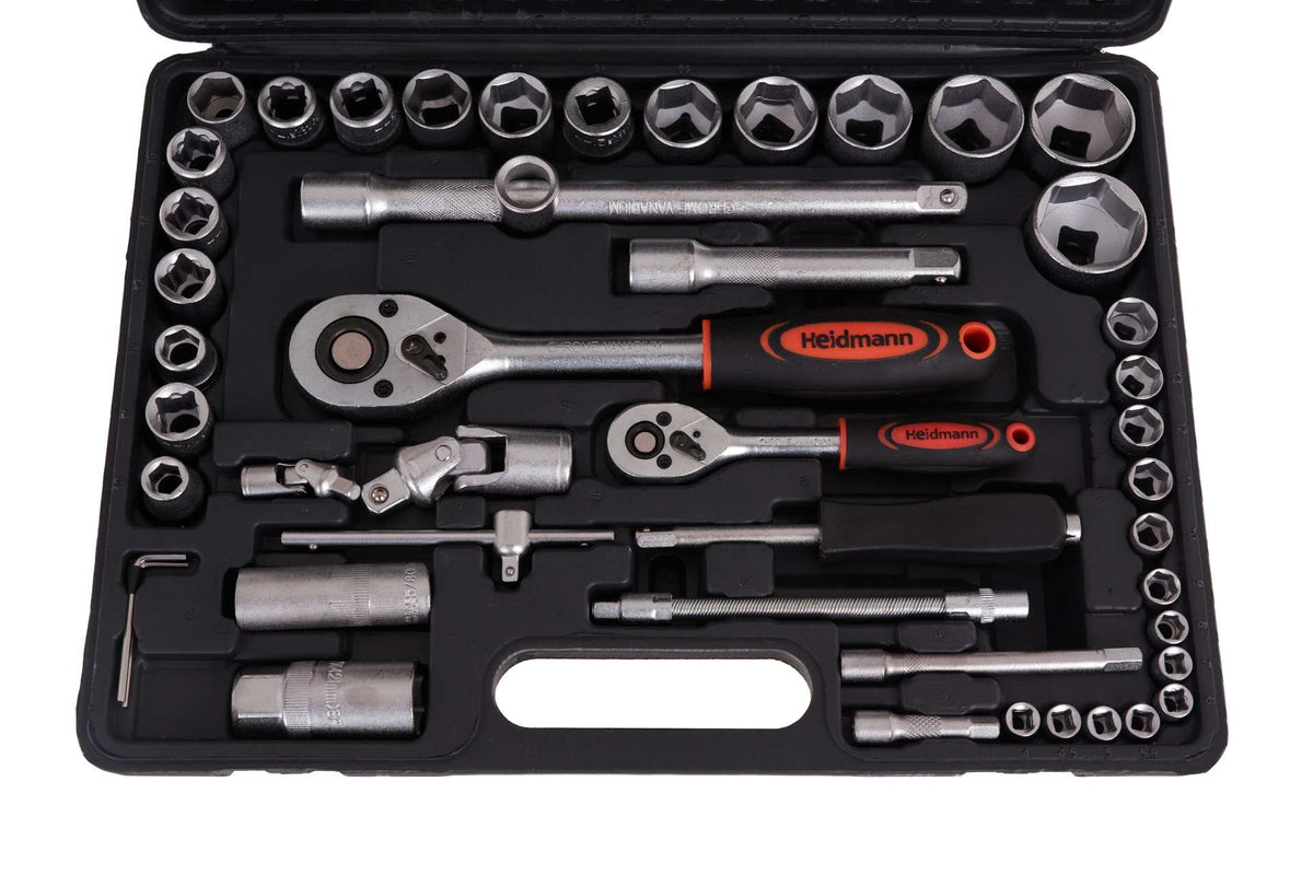 Doppenset met ratels, adapters en verlengstukken 1/2 en 1/4 inch aandrijving 94-delig