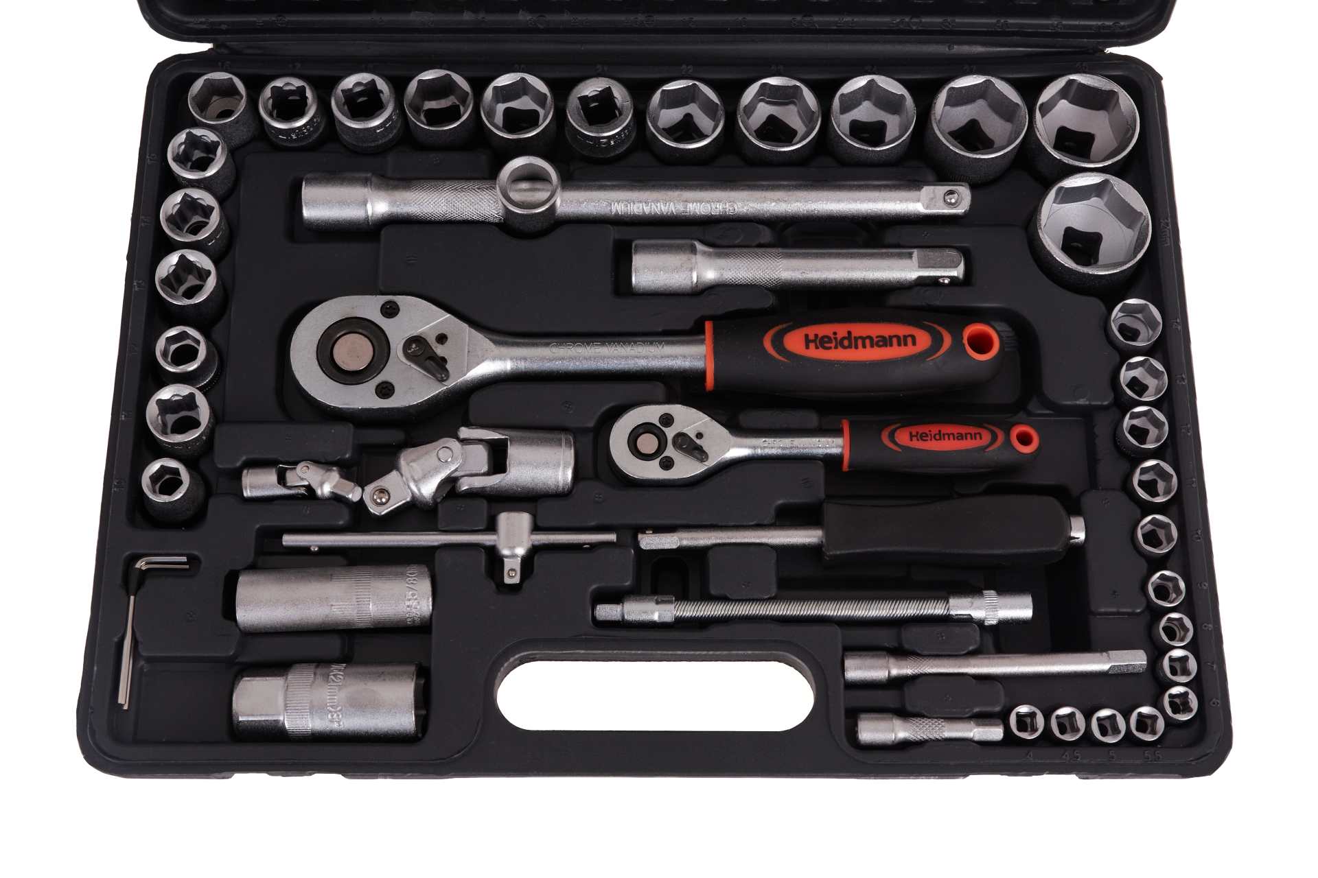 Doppenset met ratels, adapters en verlengstukken 1/2 en 1/4 inch aandrijving 94-delig