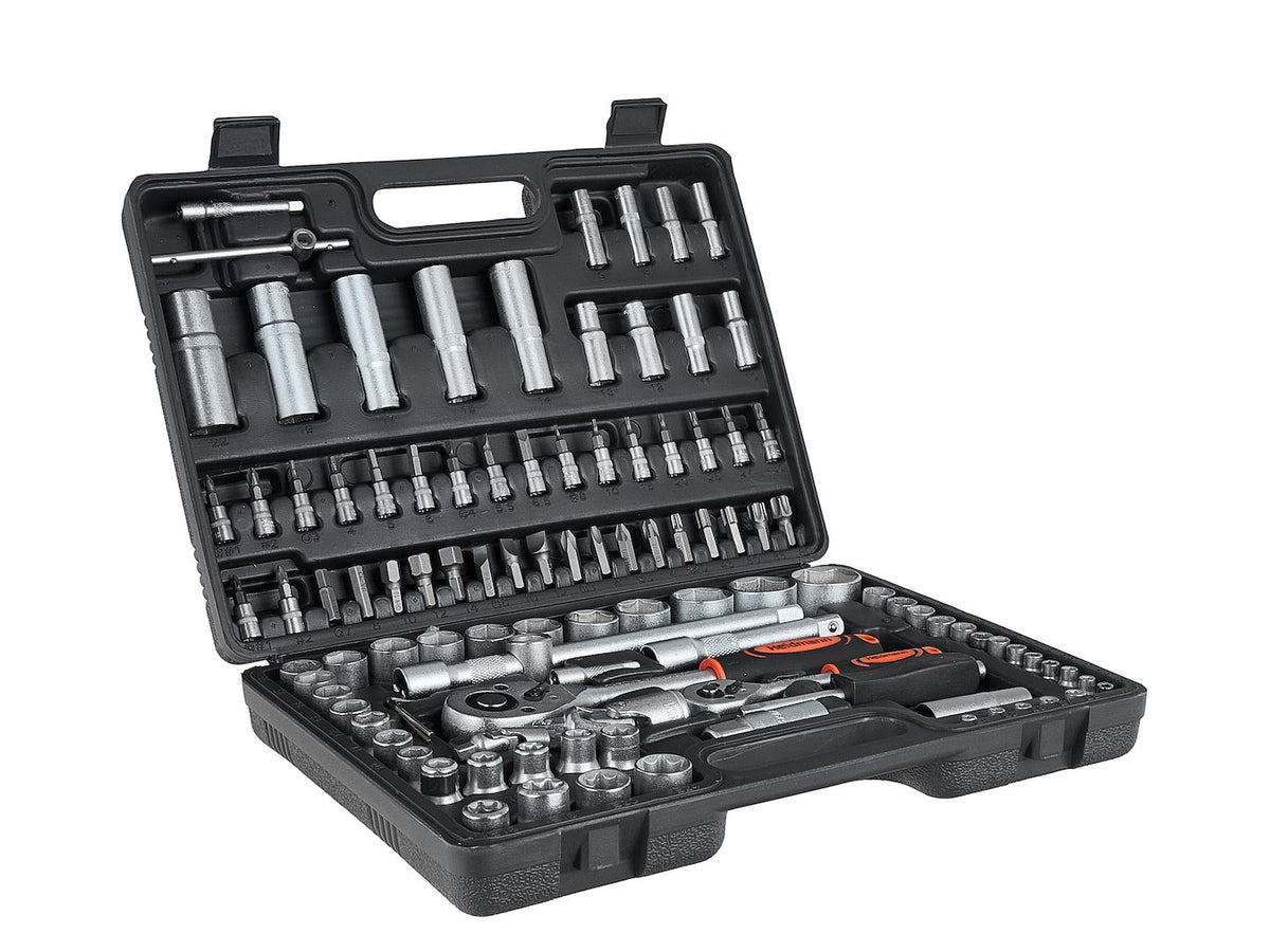 Doppenset met ratels, adapters en verlengstukken 1/2 en 1/4 inch aandrijving 108-delig