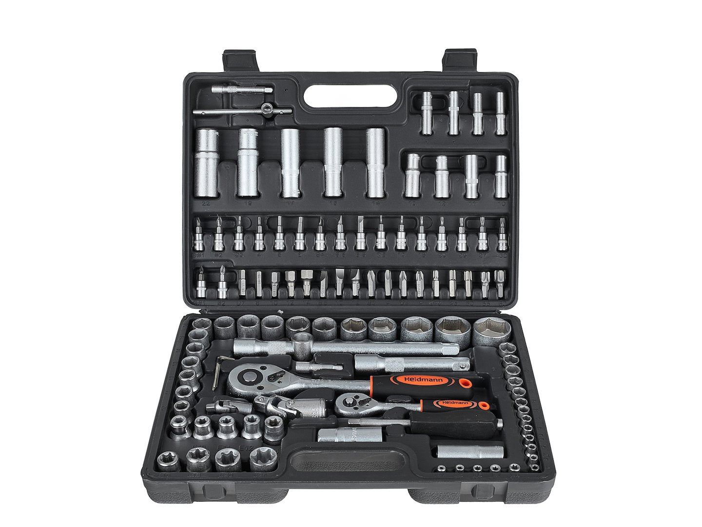 Doppenset met ratels, adapters en verlengstukken 1/2 en 1/4 inch aandrijving 108-delig