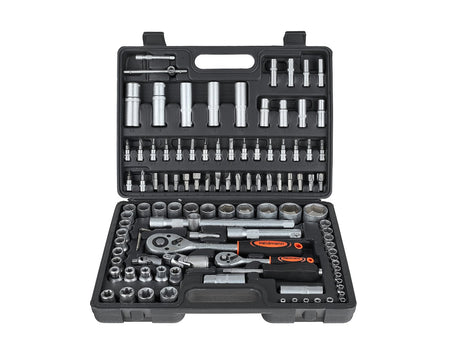 Doppenset met ratels, adapters en verlengstukken 1/2 en 1/4 inch aandrijving 108-delig