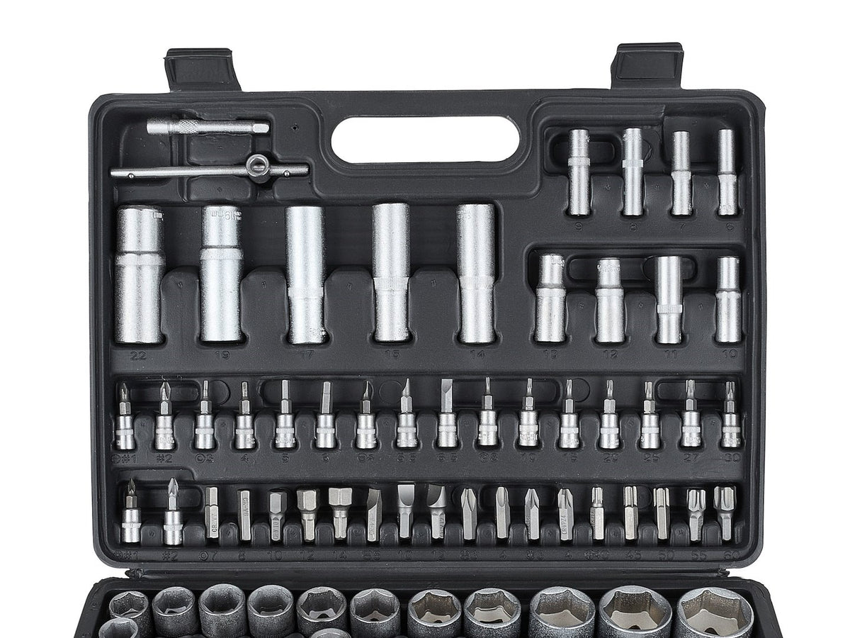 Doppenset met ratels, adapters en verlengstukken 1/2 en 1/4 inch aandrijving 108-delig