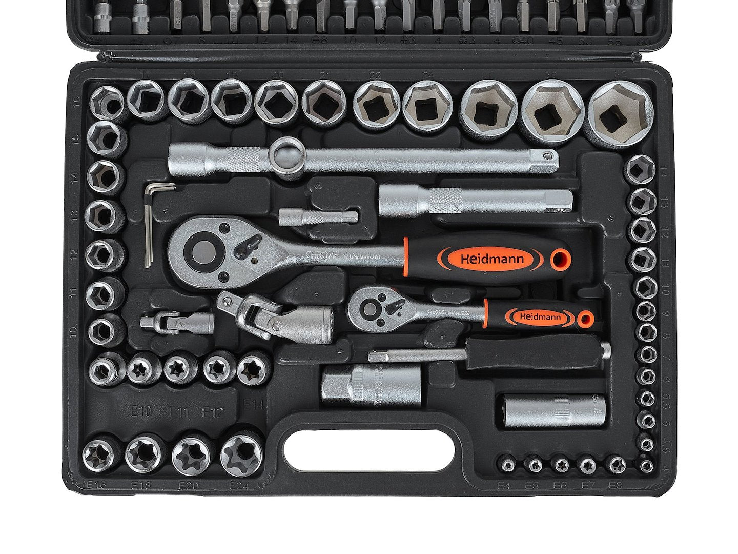 Doppenset met ratels, adapters en verlengstukken 1/2 en 1/4 inch aandrijving 108-delig