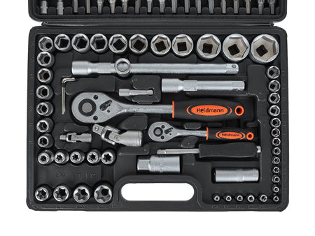 Doppenset met ratels, adapters en verlengstukken 1/2 en 1/4 inch aandrijving 108-delig
