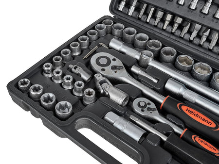 Doppenset met ratels, adapters en verlengstukken 1/2 en 1/4 inch aandrijving 108-delig
